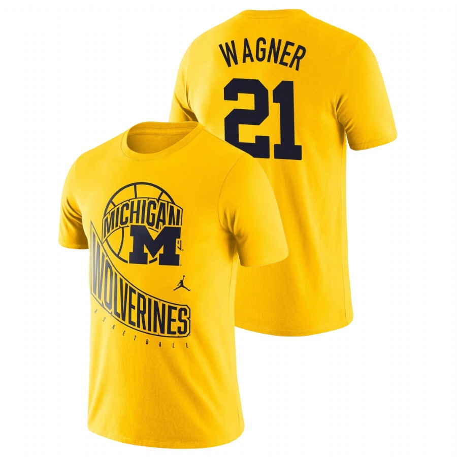 Michigan Wolverines Men's NCAA Franz Wagner #21 Maize Retro College Basketball T-Shirt QZH3649CS
